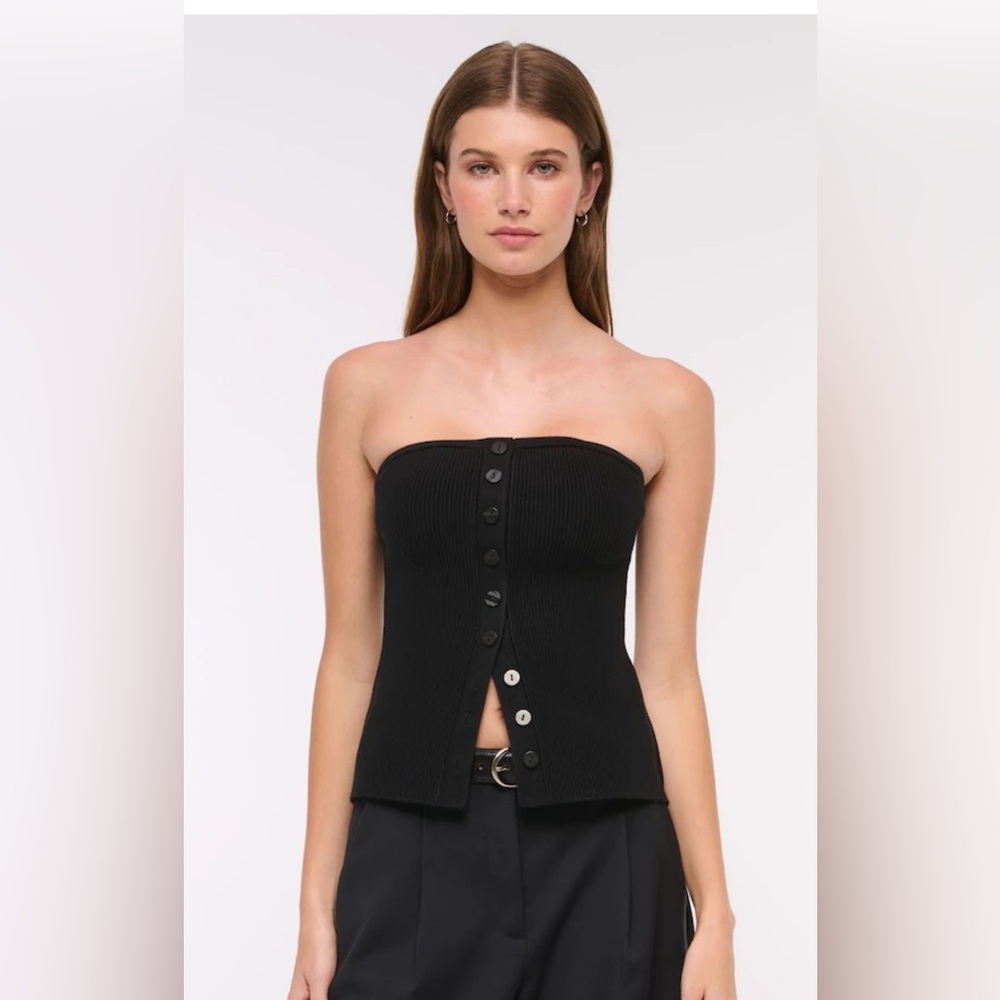 ABERCROMBIE & FITCH NWT knit black strapless top, button down, size small
